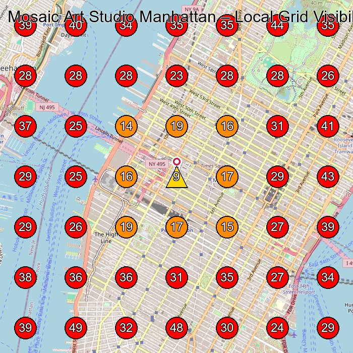 Mosaic Art Studio Manhattan GeoGrid visibility map for Art Studio in New York